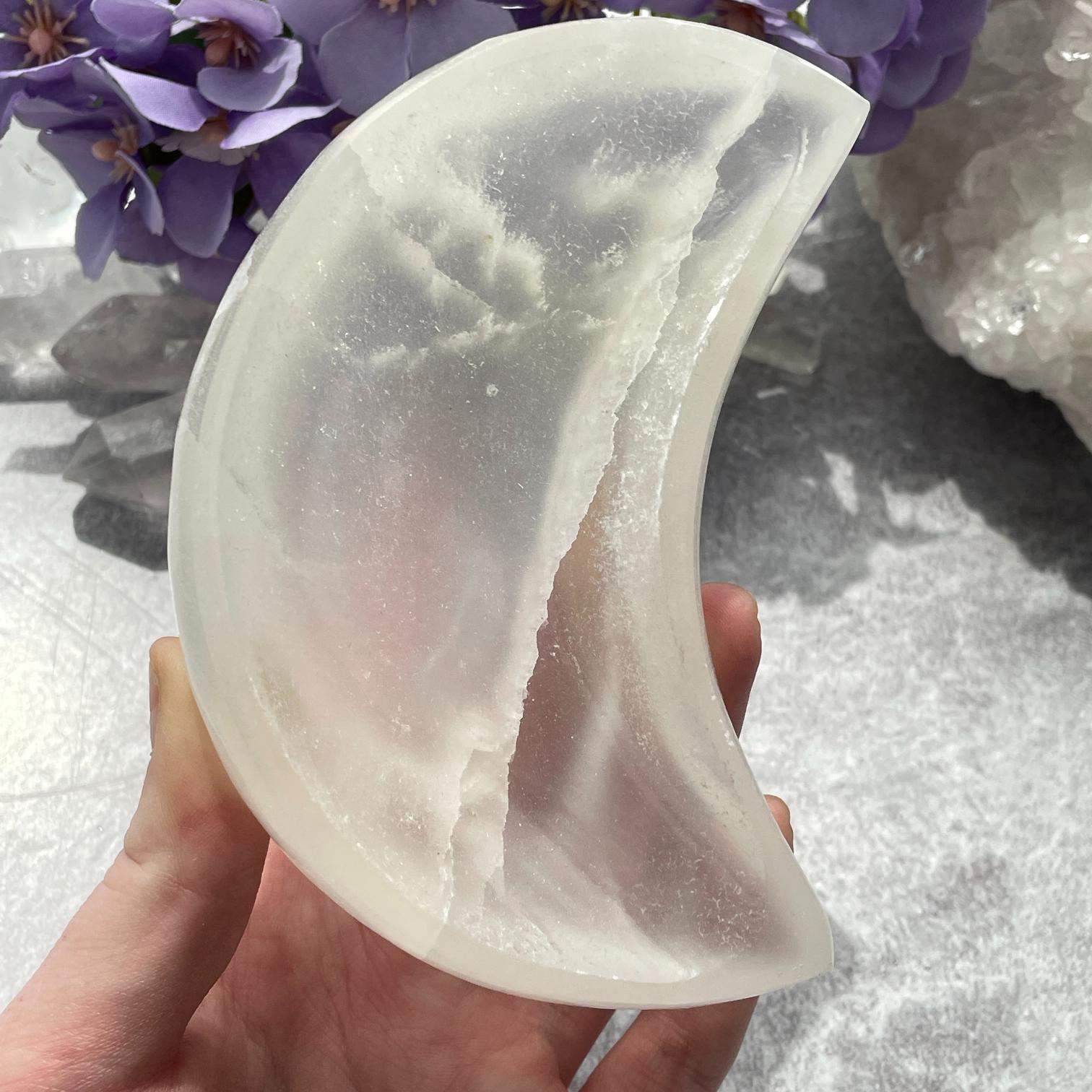 Selenite Bowl - Moon - 10cm Selenite Bowl - Moon - 10cm